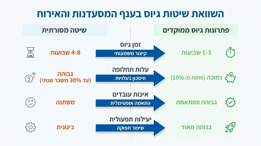 צוות עובדי מטבח ושירות מקצועיים מתכוננים לסרוויס במסעדה