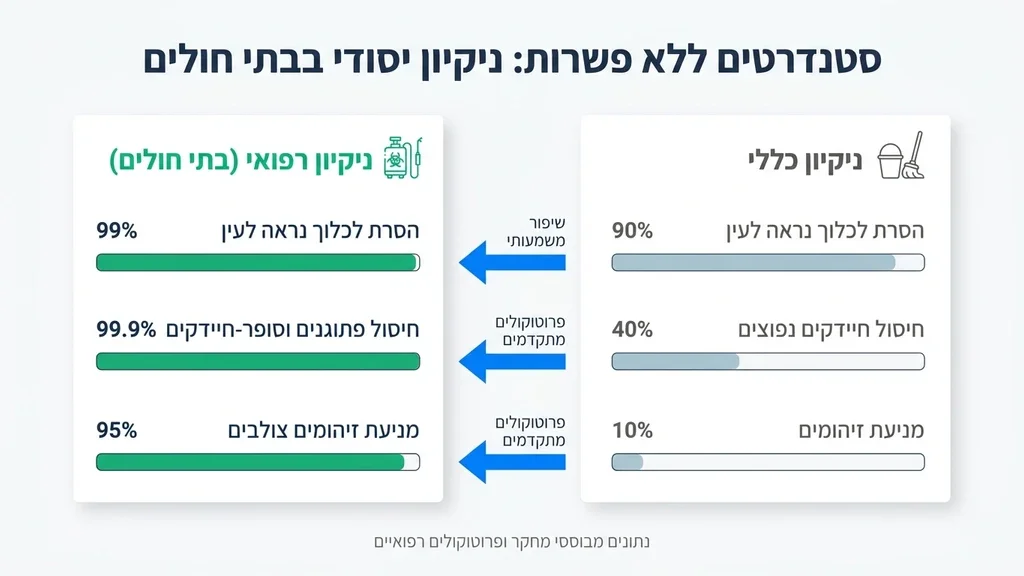 עובד ניקיון מקצועי במסדרון בית חולים