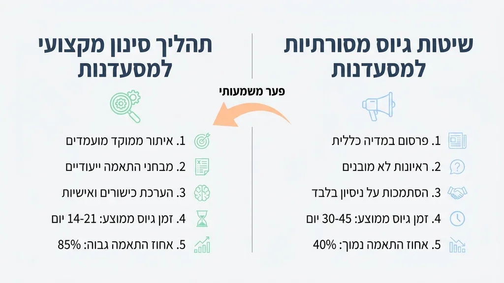 השוואת שיטות גיוס ותהליך סינון מקצועי למסעדנות ראיון עבודה מקצועי לתחום המסעדנות