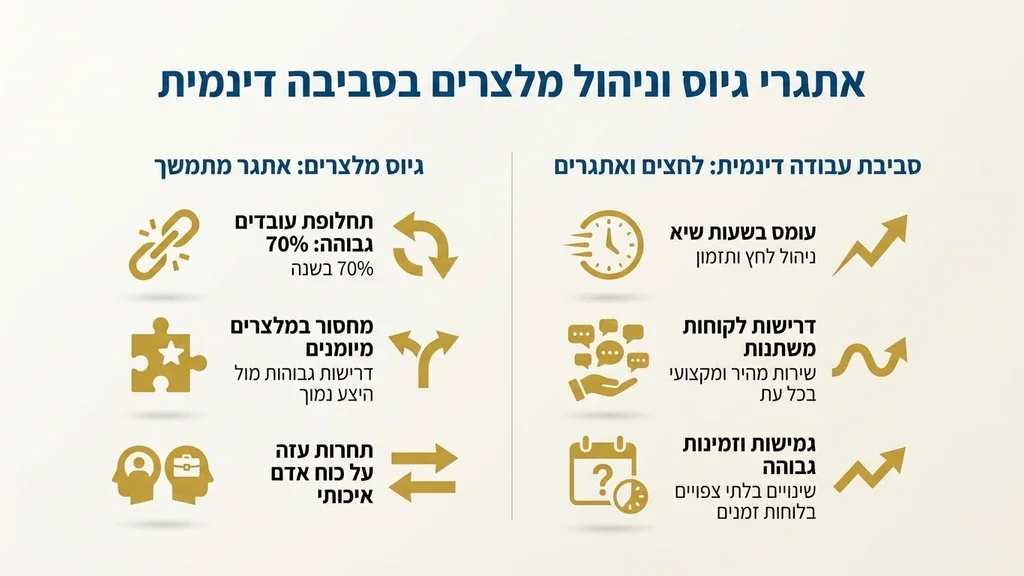 המחשה של האתגרים בגיוס מלצרים ועבודה בסביבה דינמית מלצר מקצועי במסעדה עמוסה